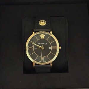 Versace Gold and Black Roman Numeral Watch